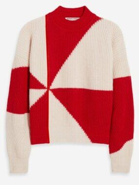 PARADIS PERDUS Jules Intarsia Ivory Red Sweater